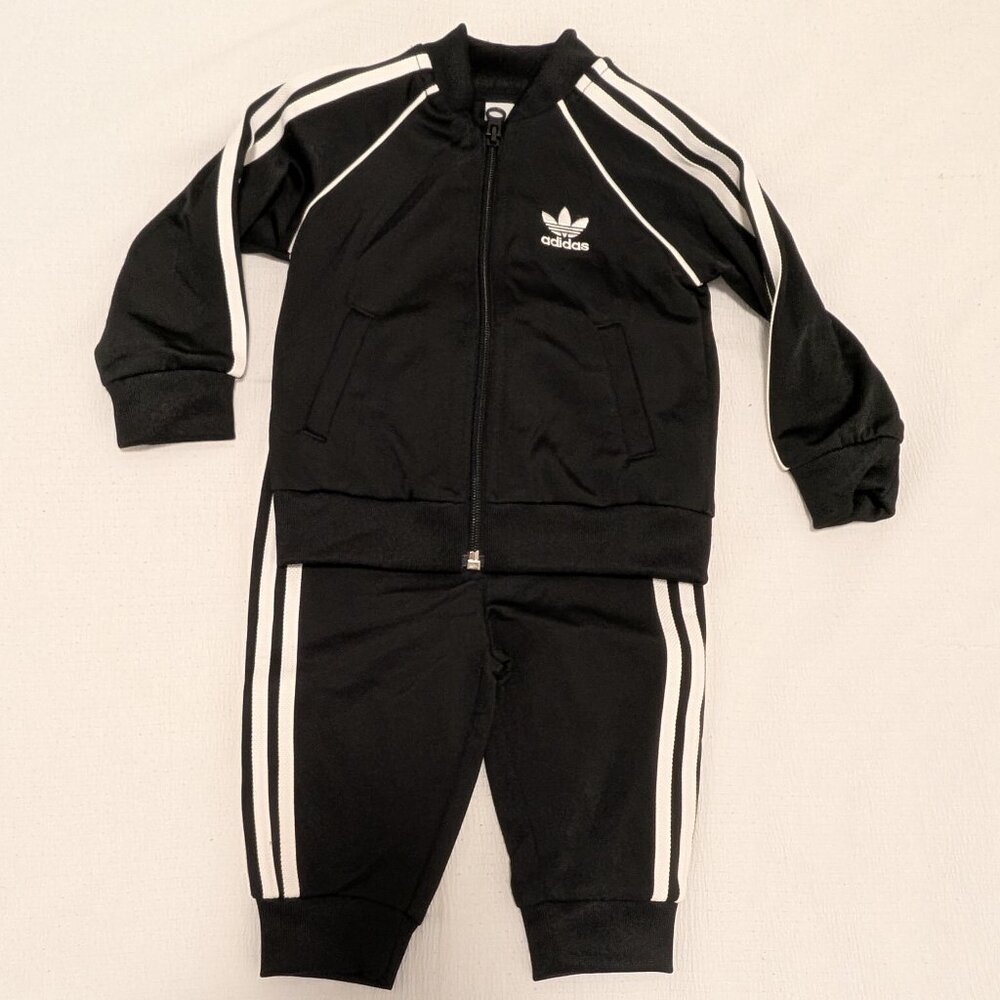 Adidas Originals SST Tracksuit – 6–9M – Black – Great Condition